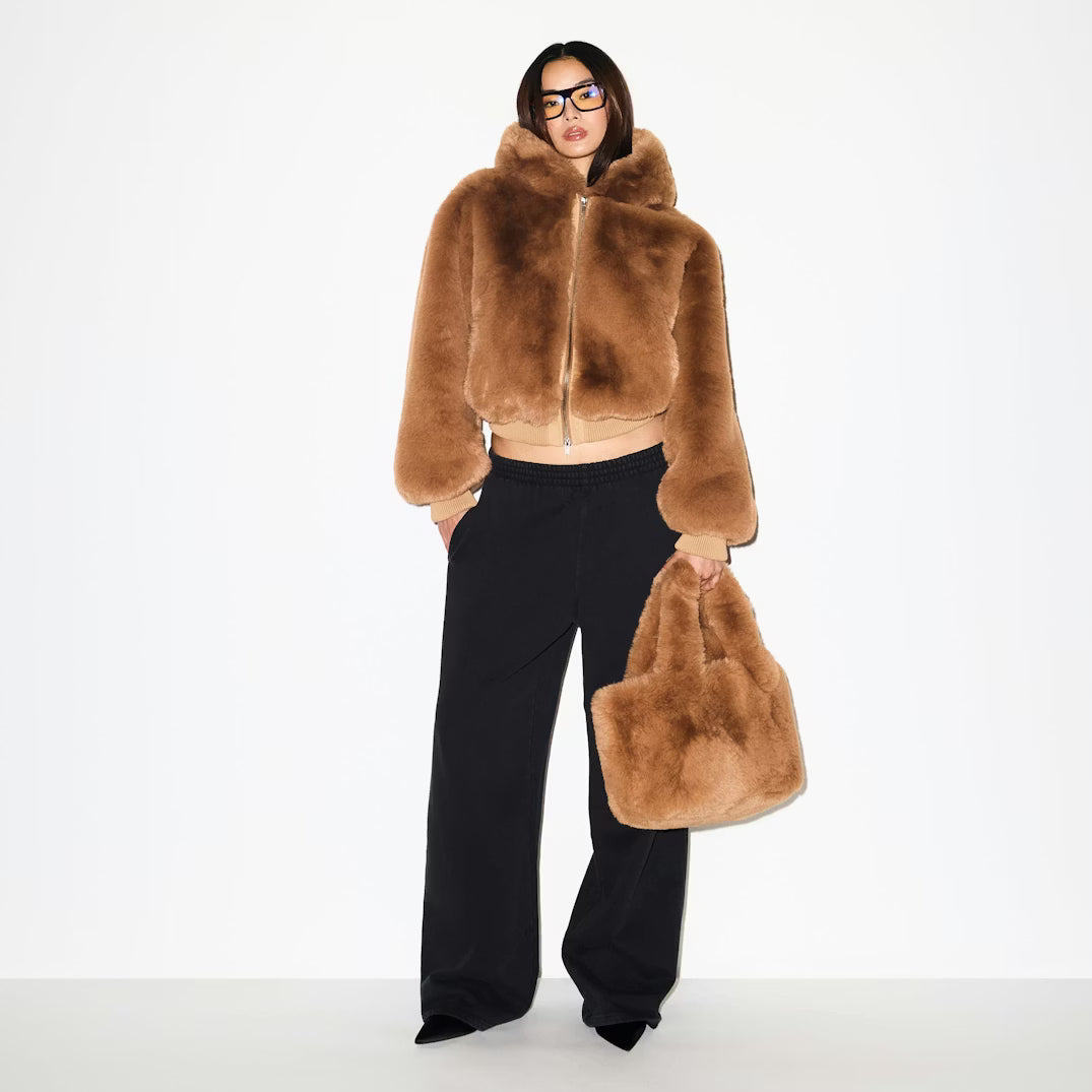 Faux kožíšková bunda na zip