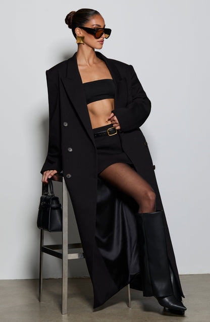 Dlouhý Vlněný Kabát s Pásekem