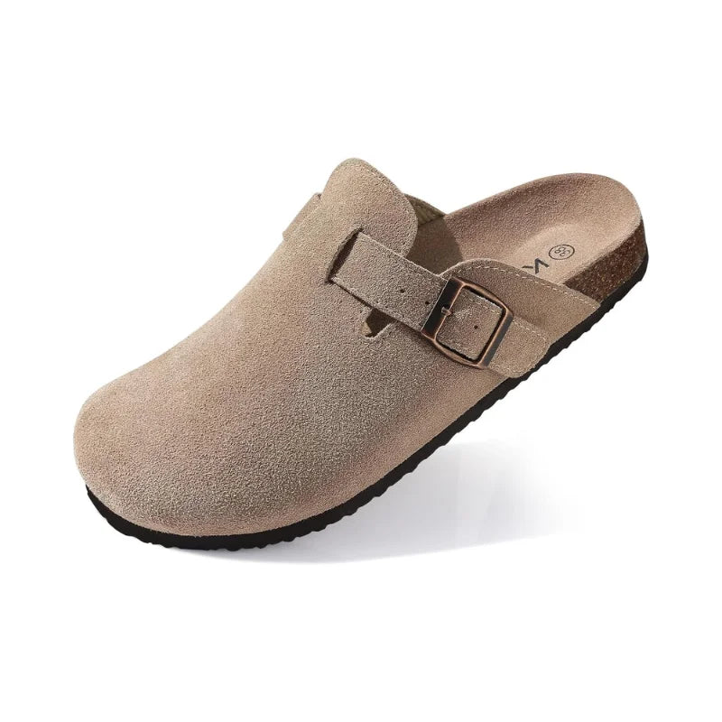 Semišové Clogs S Korkovou Stélkou