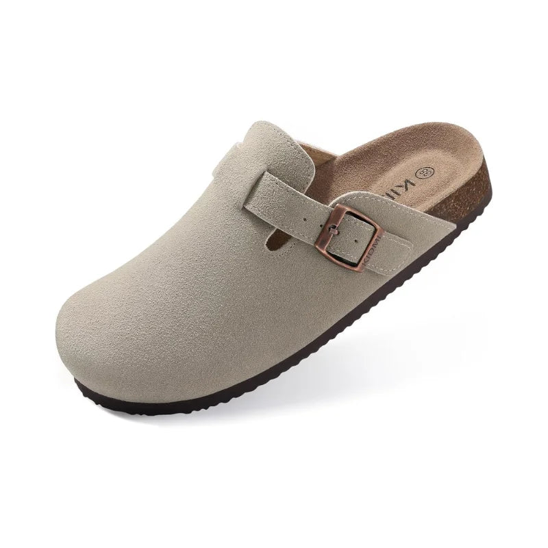 Semišové Clogs S Korkovou Stélkou