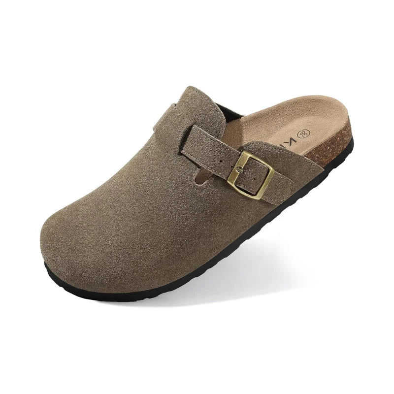 Semišové Clogs S Korkovou Stélkou